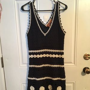 Navy blue and white crocheted Tory Burch dress